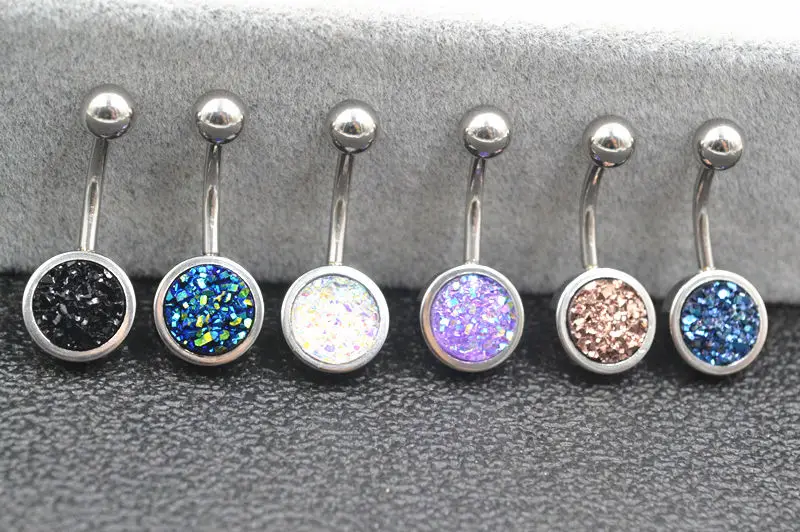 50pcs Stainless Steel Glitter Navel Belly Ring Button Bar Body Piercing Jewelry 14G New Design Sex Navel Piercing Free Shipping