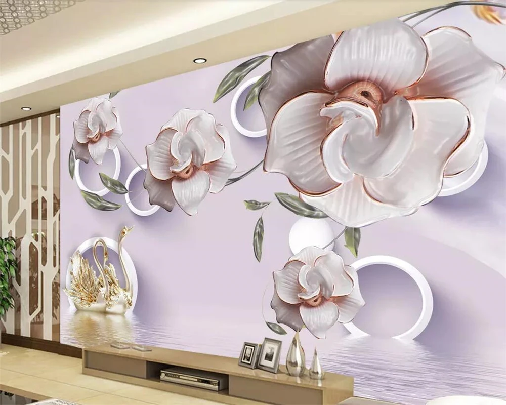 Beibehang wallpaper romantic light fashion pearl rose living room bedroom mural home decoration TV background walls 3d wallpaper