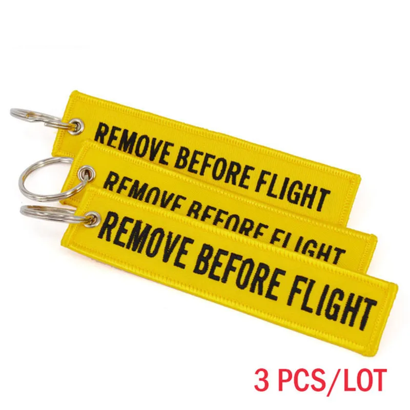 3 PCS/LOT Remove Before Flight Fashion Key Chain Keychain for Motorcycles and Cars Key Tag Embroidery DANGER Key OEM Keychain