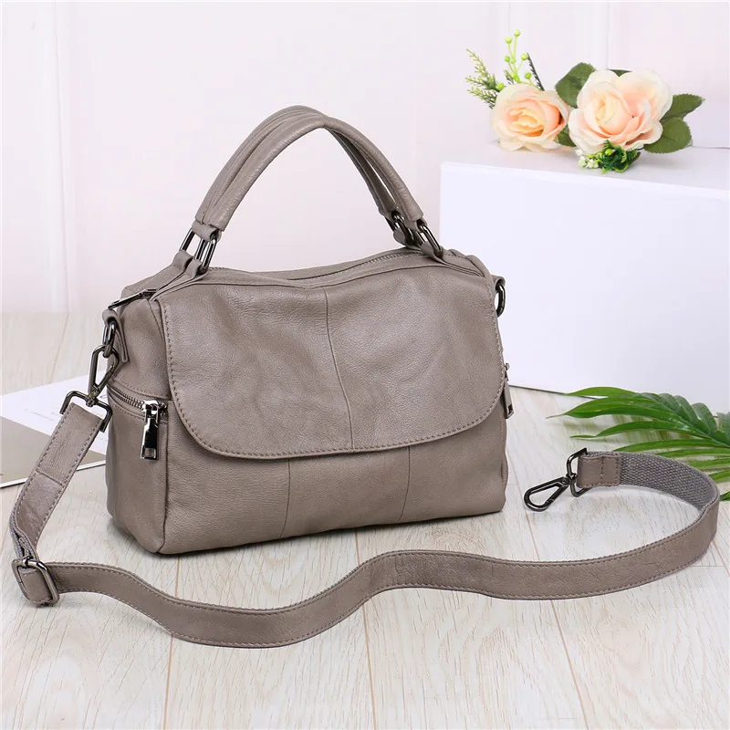 High Quality Red Grey Brown Black Top Grain Genuine Leather Small Women Handbag Lady Shoulder Messenger Bag Female Tote M8916