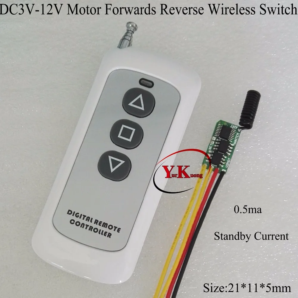 

Motor Remote Switch DC 3V 3.3V 3.6V 3.7V 4.2V 4.5V 5V 6V 7.4V 9V 12V Motor Forwards Reverse Stop Wireless Switch Power Saving433