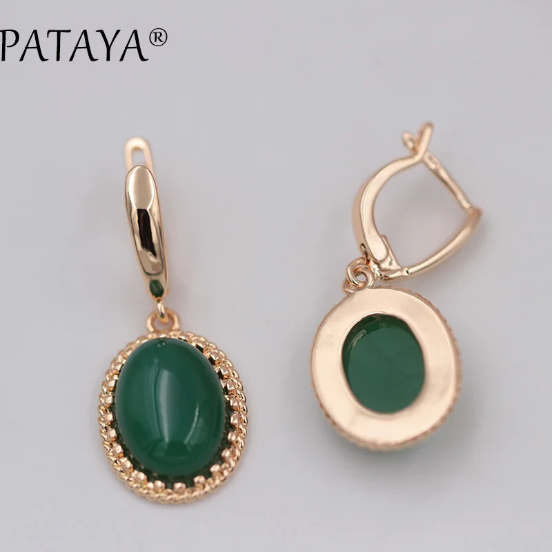 PATAYA New Women Wedding Jewelry Original Design 585 Rose Gold Color Dangle Earrings High Quality Natural Stone Onyx Earrings