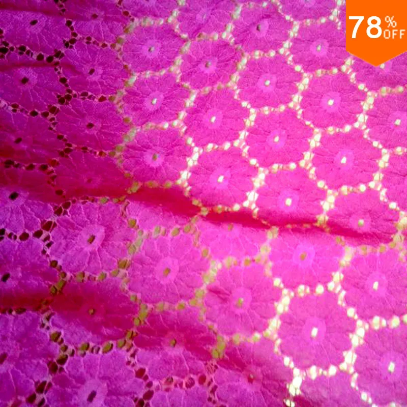 All cotton lace voile cotton embroidery fabric patchwork fabric high quality dress lace cloth fabrics luxury big cut hole fabric