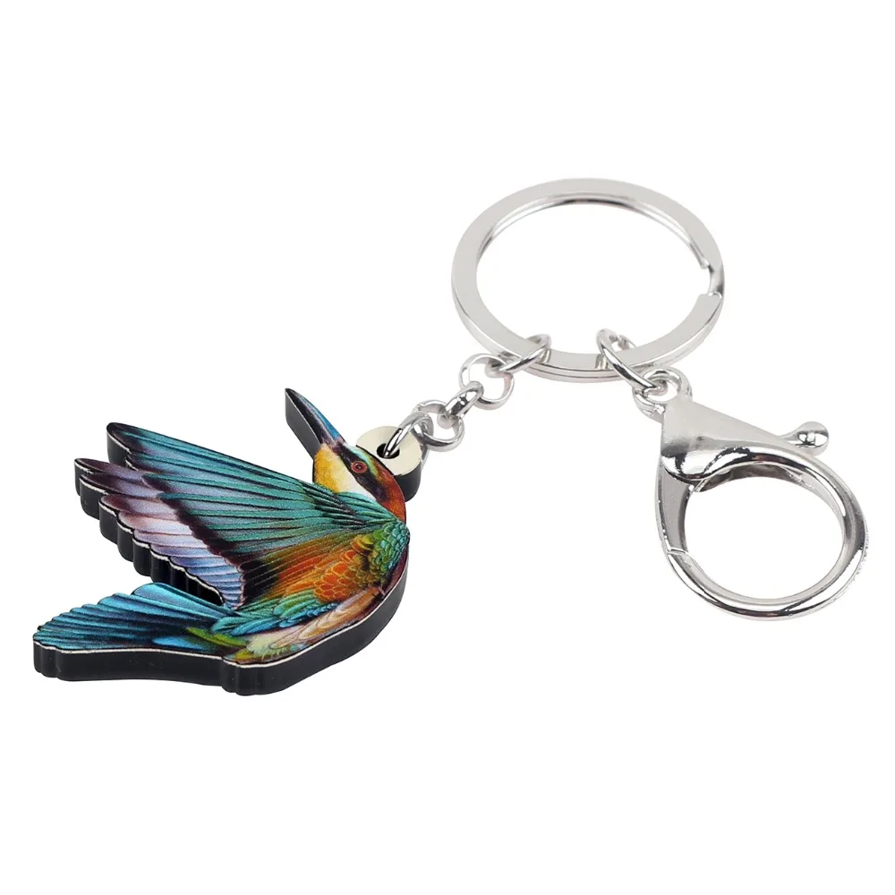 Bonsny Statement Acrylic Kingfisher Bird Key Chain Keychain Ring Unique Animal Gift Jewelry For Women Girls Bag Car Purse Charms