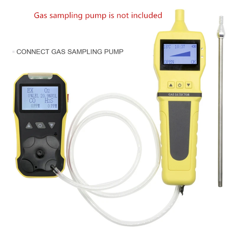 4 IN 1 Muiti Gas Analyzer with Gas Sampler Pump Combustible CO O2 H2S Carbon Monoxide Gas Leak Detector Professional Gas Monitor