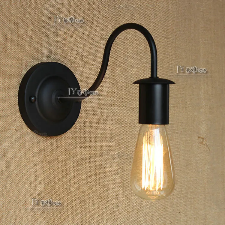 

Free shipping vintage style wall light loft Iron simple wall light indoor lighting bedroom wall light black color retail