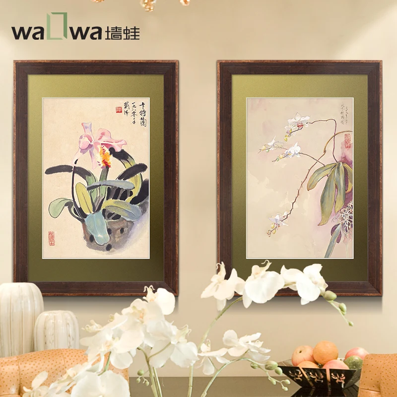 The four wall frog gentleman orchid Dai Ze the simplicity of modern Chinese restaurant wall hanging wall painting decorative pai