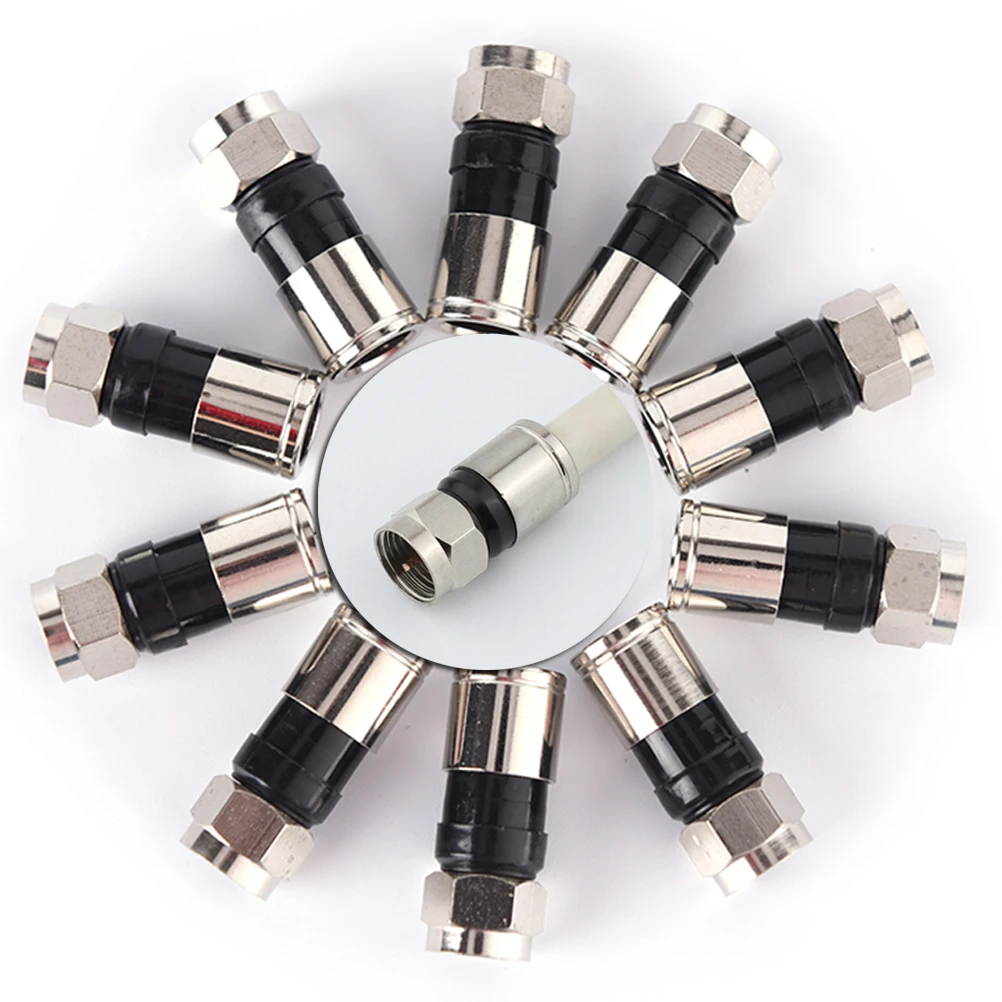 10 Pcs RG6 F Type Compression 2.7cm Snap Seal Plug Connector For Sky Satellite Virgin Cable