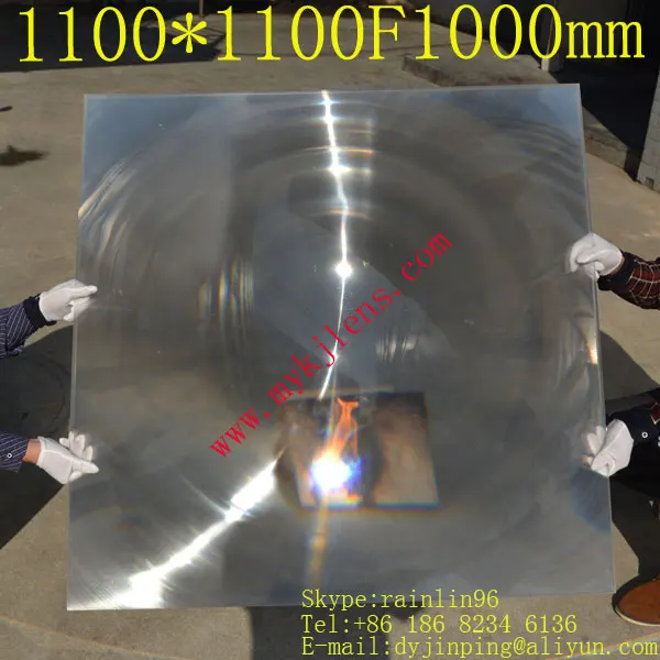 free shhipping 1100*1100mmF1000mm fresnel lens for solar energy,super big lens,solar collecting lens