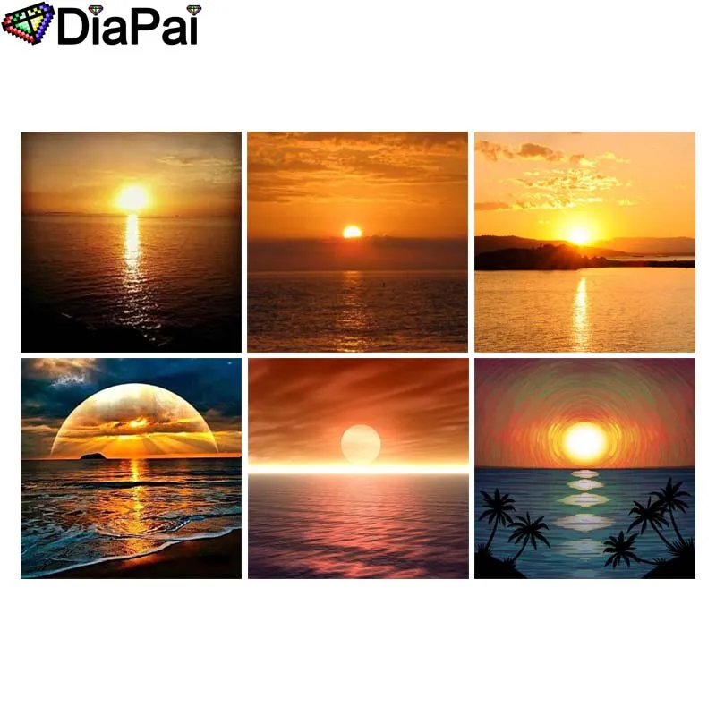 

DIAPAI 5D DIY Diamond Painting Full Square/Round Drill "Sunset sea landscape" 3D Embroidery Cross Stitch 5D Decor Gift