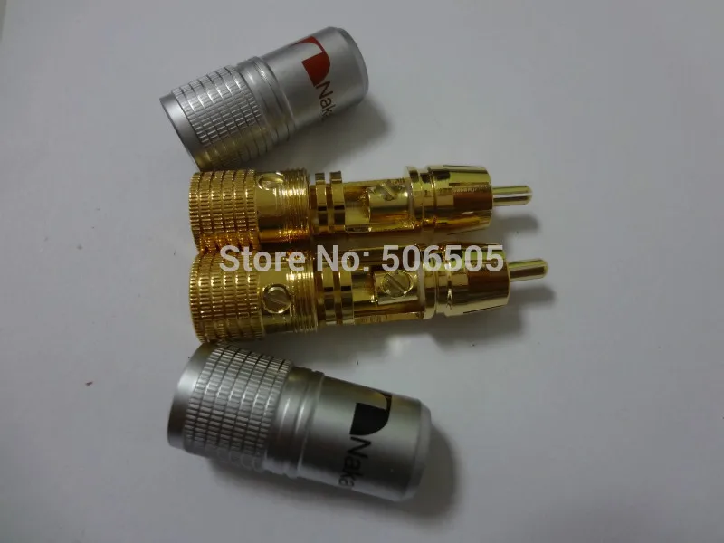 Free shipping Gold Plated RCA Plug Locking Non solder plug connector 20pcs/lot