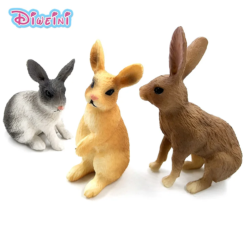 Simulation Rabbit animal models toys figurine small hare forest wild animals plastic Decoration educational toy Gift For Kids