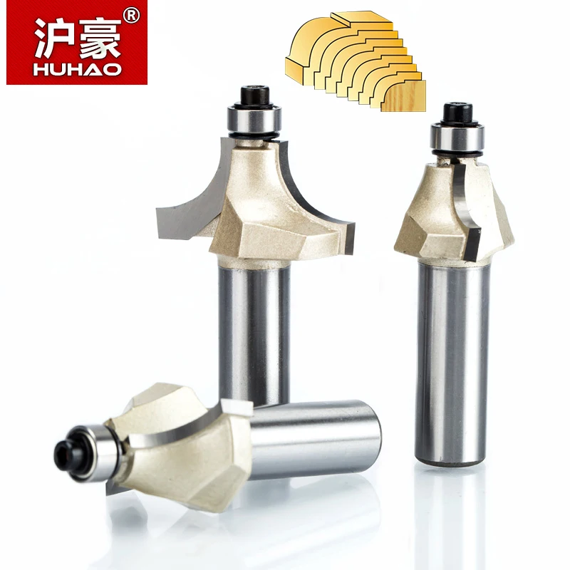 

HUHAO 1pc Shank 1/2" 1/4" Beading Router Bit Tungsten Carbide Beading Woodworking Bit Double EdgingTrimming Machine Cutter