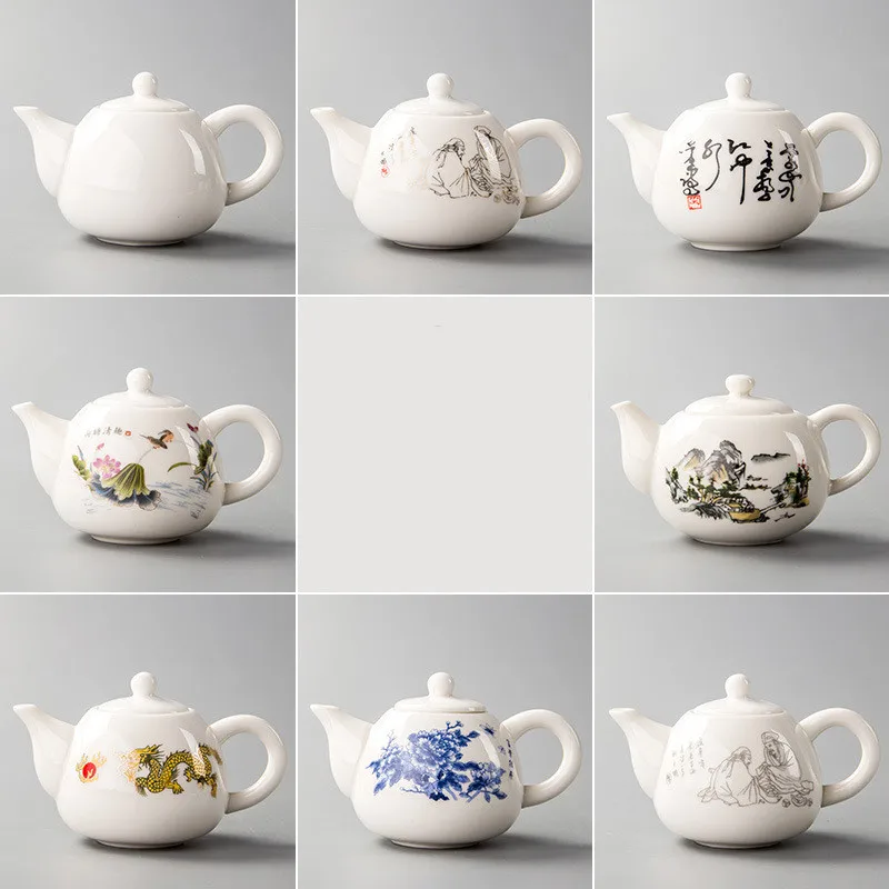 Chinese Handmade Ceramic Teapot Porcelain Home Decor Office Teapots White Color Tea Pot Kettles Drop Shipping