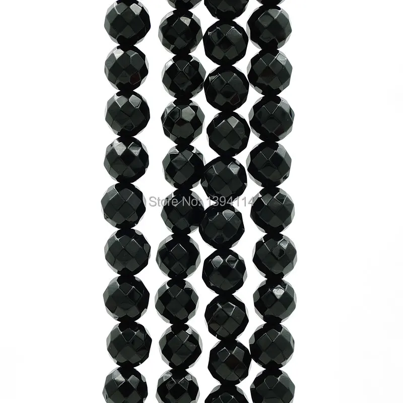 Black Agate Faceted Round Beads Strand For Making Bracelets Or Necklaces Jewelry Approx 16 Inches