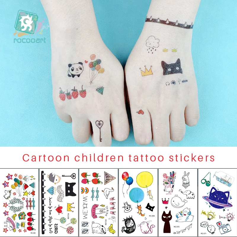 

New Children's Colorful Tattoo Stickers Waterproof Cartoon Tattoos For Kids Duck Icecream Cherry strawberry Elephant Shape Taty