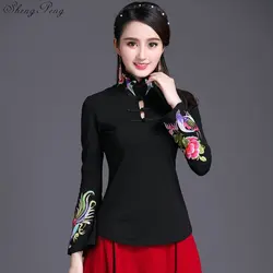 Lady Retro Chinese Style Hanfu Tops Traditional Elegant Women Blouse Fashion Oriental Clothing Cotton Print Zen Tea Shirts G144