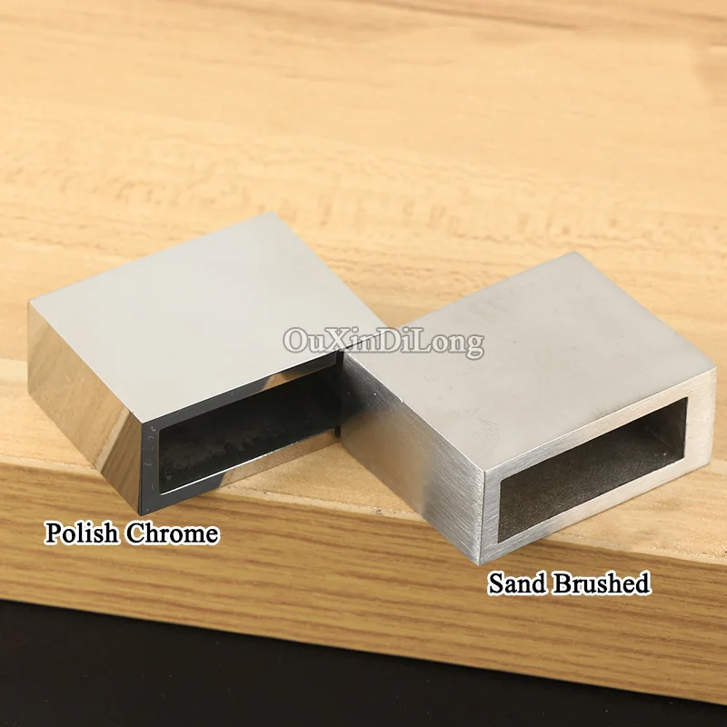 2PCS 304 Stainless Steel Bathroom Shower Screen Door Stopper Brackets Flange Seat 10X30mm Square Pipe Wall to Pipe Fixed Bracket