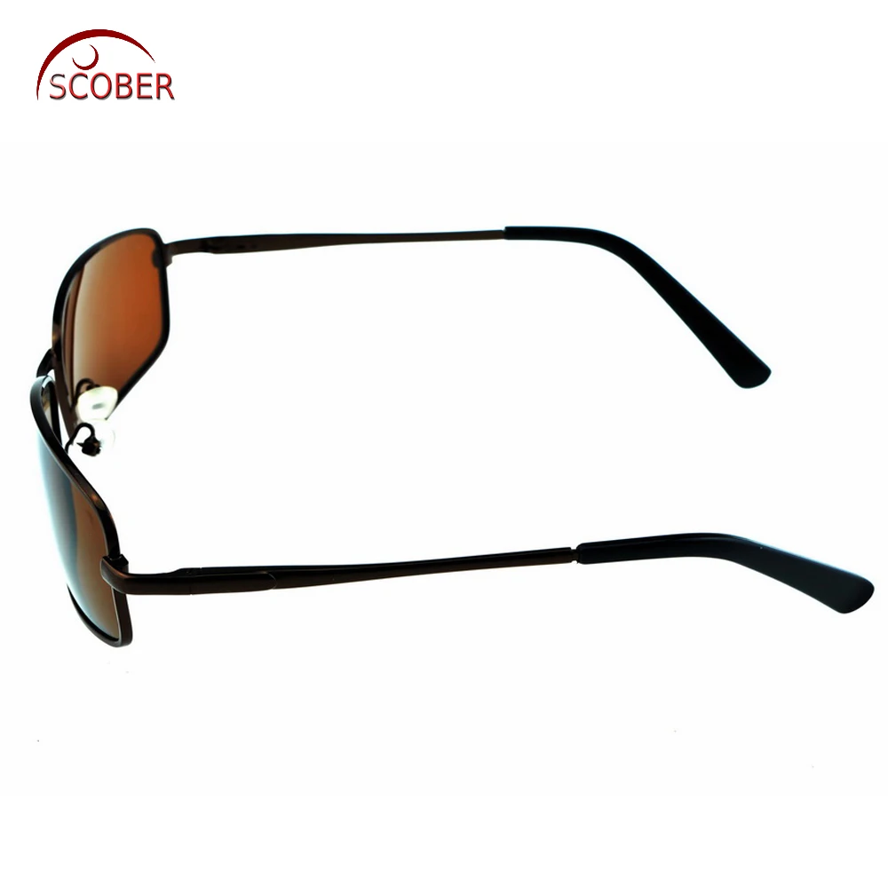 Rectangular Brown Polarized Sunglasses  Lens Eyeglasses Spring Hinge Driving Vintage Male Google Eyewear