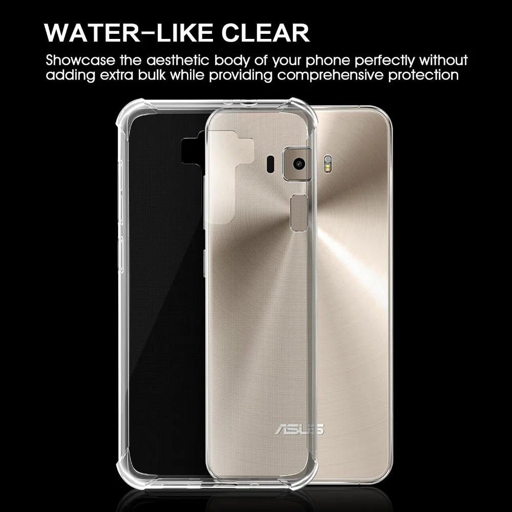 Shockproof Anti-skid transparent TPU Gel Skin soft Case Cover with gasbag For ASUS ZenFone 3 ZE552KL (5.5 inch)