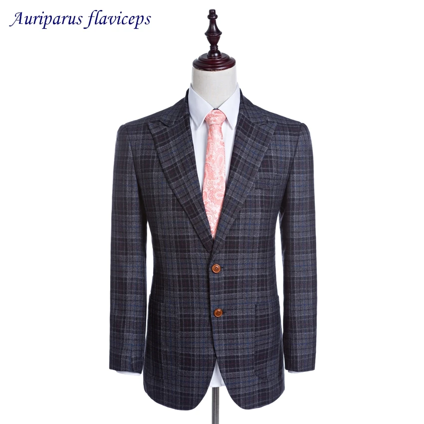 

2023 New Jacket Damier Check Blazer Blazer 2 Buttons Groom Tuxedos Worsted Wool Jacket Custom Made Man Suit Jacket 1 Piece