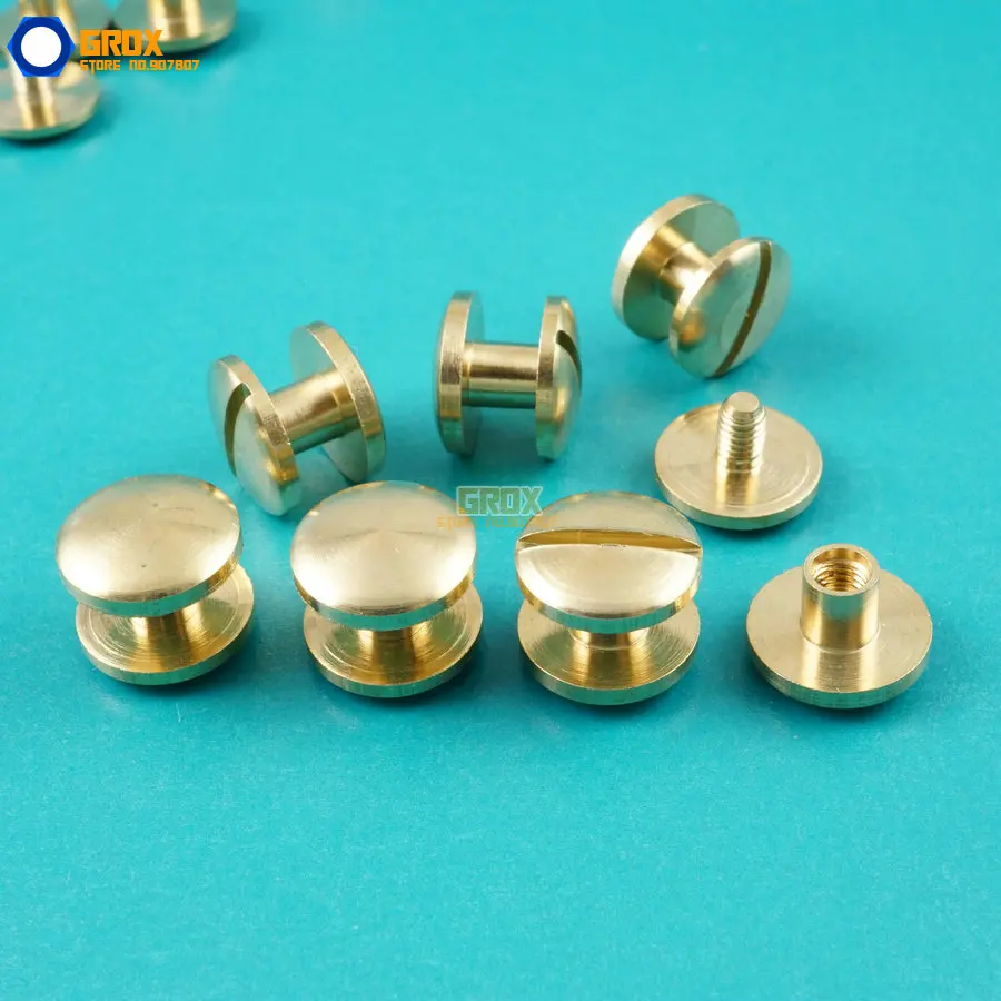 

50 Set 10*4mm Solid Brass Rivet Chicago Screw for Leather Craft Belt Wallet / Cambered