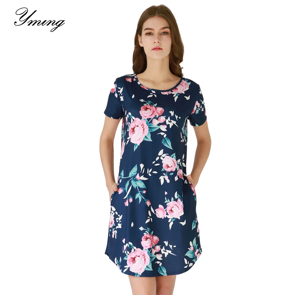 

Floral Printed Women Dress Pockets Dresses 2019 Summer Casual Dress Elegent Female Vestidos Lady Clothes Midi Dresses