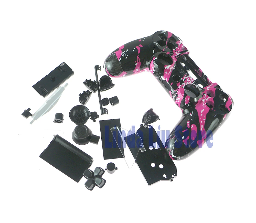 Camo Camouflage Front Back Hard Plastic Upper Housing Shell Case Cover Buttons for Sony PS4 Wireless ChengChengDianWan 2sets