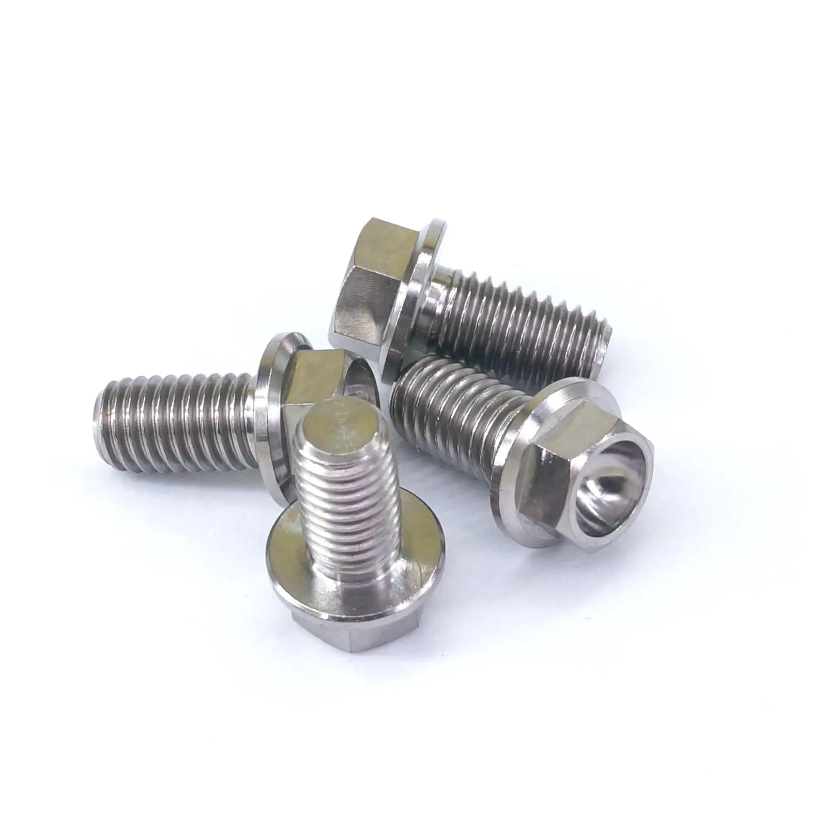 4 PCS M8x15mm Ti GR5 Titanium Hex Concave Head Flange Bolts For Motorcycle