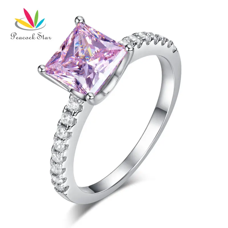 Peacock Star 1.5 Ct Fancy Pink Stone 925 Sterling Silver Wedding Ring Promise Anniversary CFR8246