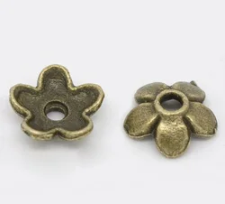 Handmade Beads Caps Flower Antique Bronze Color DIY Bracelets Women Jewelry Findings (Fits 8mm-14mm Beads) 6.5mm x 6.5mm,400PCs