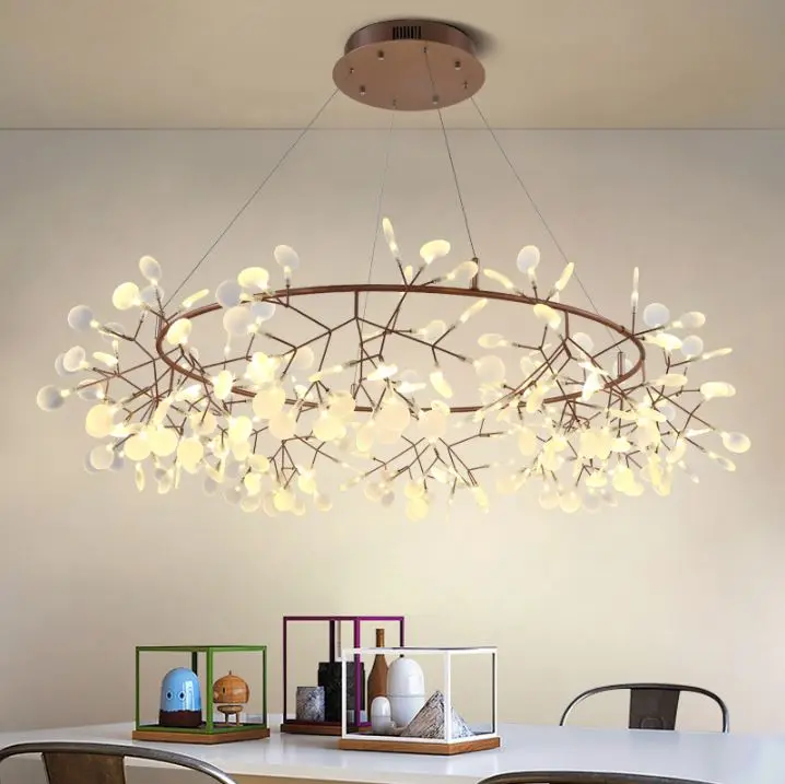 

Chandelier modern minimalist living room restaurant firefly Nordic creative art leaf designer bar hanging light