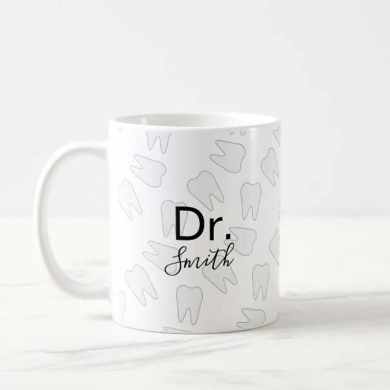 Funny Coffee Mug nazwa własna dentysta higienistka Dental Assistant wzór zęba kubek do herbaty świąteczne prezenty dla przyjaciół i rodzin