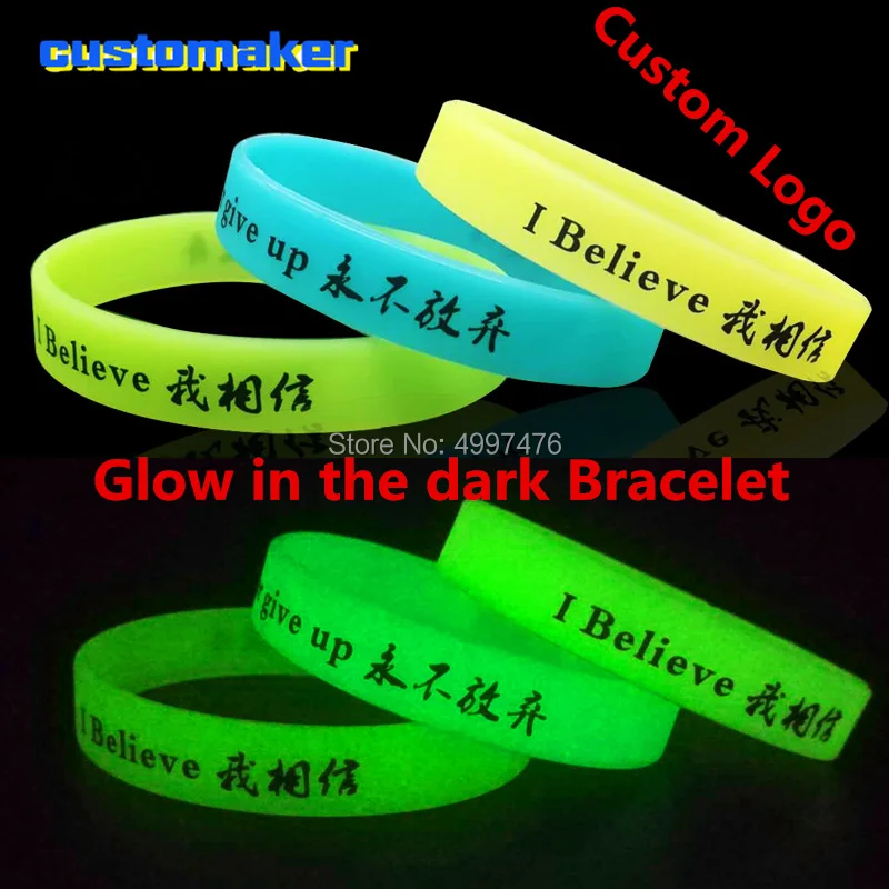 

Silicone Bracelet with Custom Logo Printing, Glow in the Dark, DIY Party Sign, Music, Concert, Luminous Light, Run Event, DIY