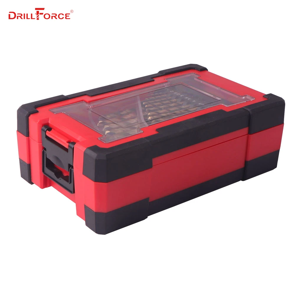 DRILLFORCE 25PCS HSS M2 punta da trapano rivestita in titanio per punte da trapano per legno in metallo Set 1.0 ~ 13mm accessori per elettroutensili