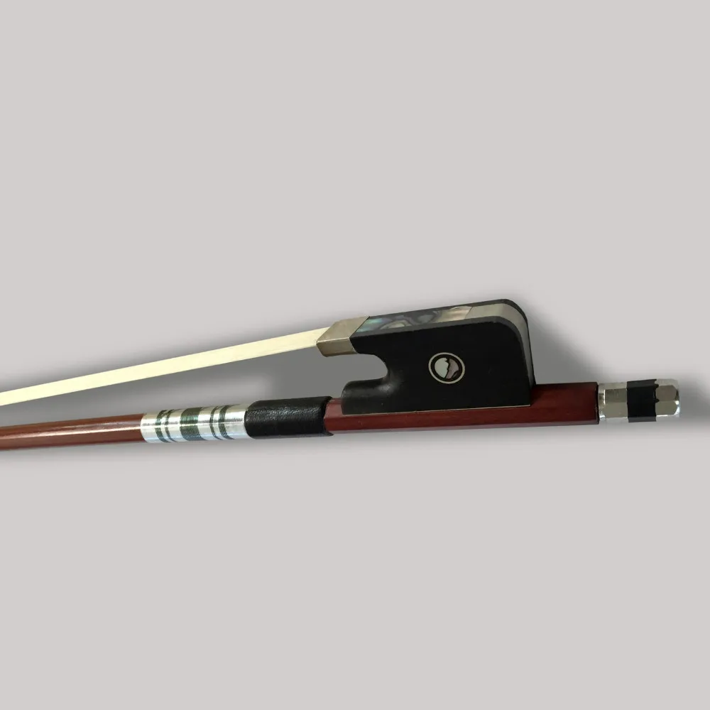 High Grade Cello Bow Exquisite Brazil Wood Ebony frog w/ Colored Shell White Horse Hair Violincello Bow parts accessoire