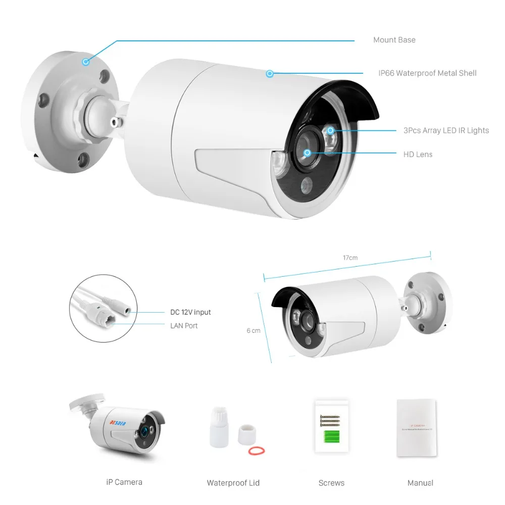 ANBIUX 2.8mm Wide IP Camera HD 4MP 2K Motion Detection RTSP Email Alert XMEye 48V POE Surveillance CCTV Outdoor