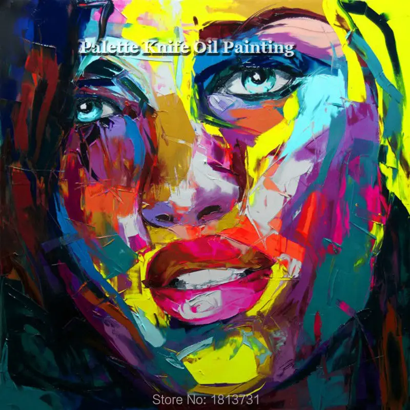 

Hand painted Francoise Nielly Palette knife portrait Face Oil painting Character figure canva wall Art picture14-52