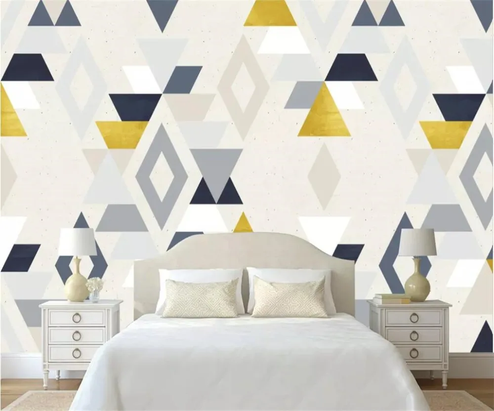 

beibehang Custom wallpaper 3d mural Nordic retro nostalgic abstract geometric triangle mural background wall papers home decor