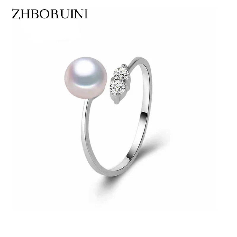 

ZHBORUINI Pearl Ring Jewelry Of Silver Zircon Inlaid Rings Freshwater Pearl Wedding Rings 925 Sterling Silver Rings For Women