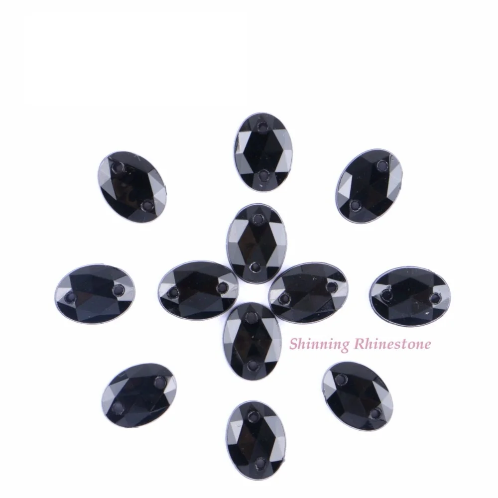 Oval Form Zwei Löcher Schwarz Farbe Nähen Auf Acryl Perlen Nähen-Auf Ellipse Strass Flatback Für Bekleidungs DIY 100 teile/paket – Detail 1