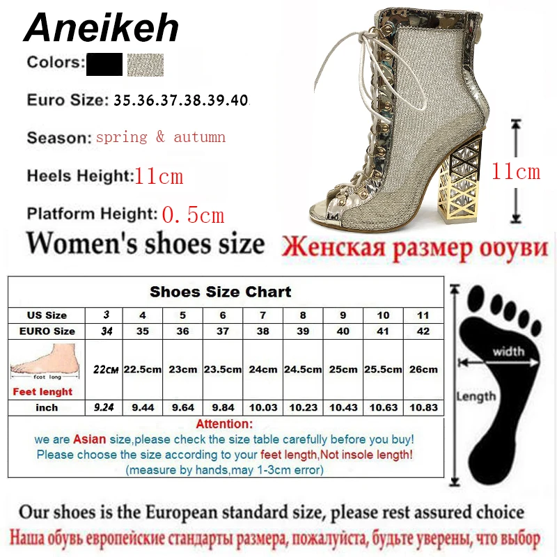 Aneikeh Size 41 42 43  Sexy Golden Bling Gladiator Sandals Women Pumps Ladies Shoes Lace-Up High Heels ANKLE Boots Fashion 2024