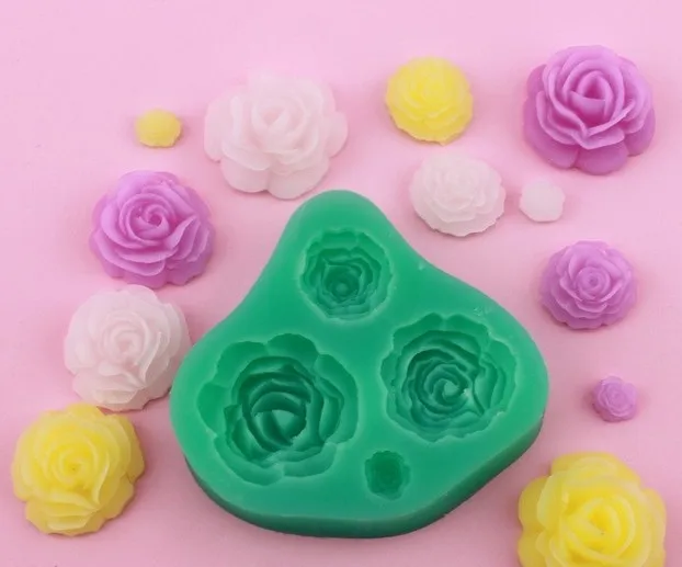 Fashion Hot 4 rose/ flower Silicone fondant mold Bakeware Decorating Gum Paste Clay Mold