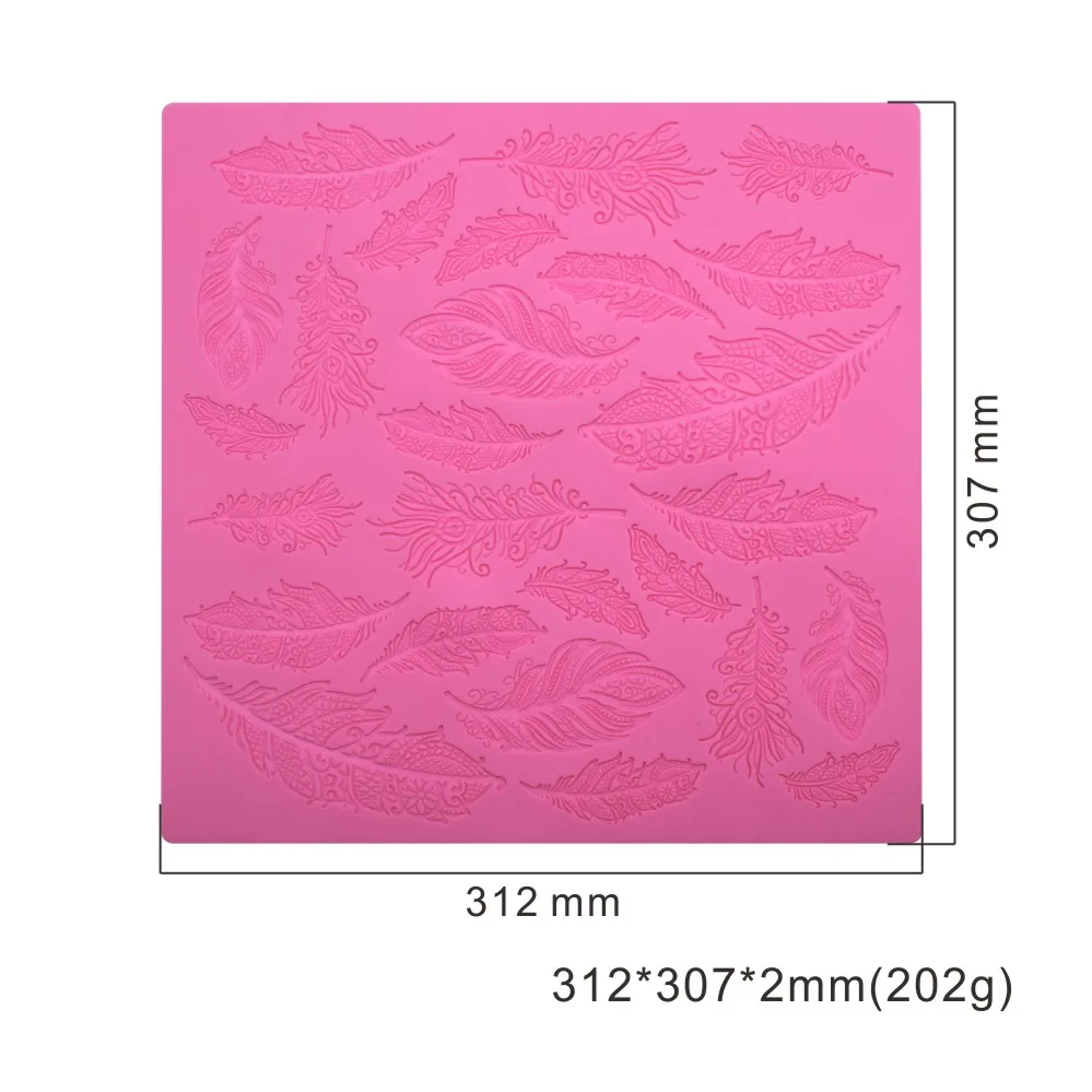 Feather Partten Cake Lace Mats Fondant Silicone Mold Fondant Cake Decorating Tools Cake Molds Kitchen Accessories