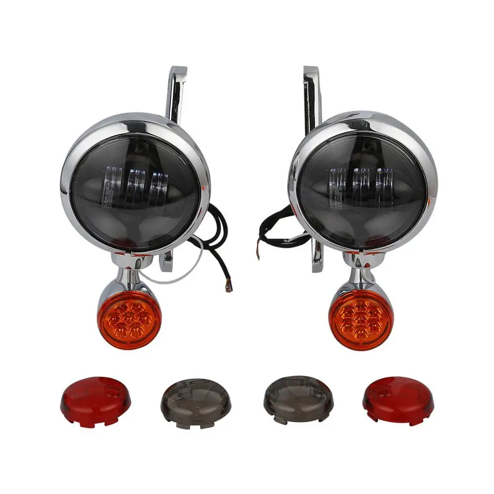 Motorfiets 4.5 "LED Mistlamp Passeren Extra Lamp & Behuizing Emmer Voor Harley Touring Electra Glide Road King FLHX 1994-2024
