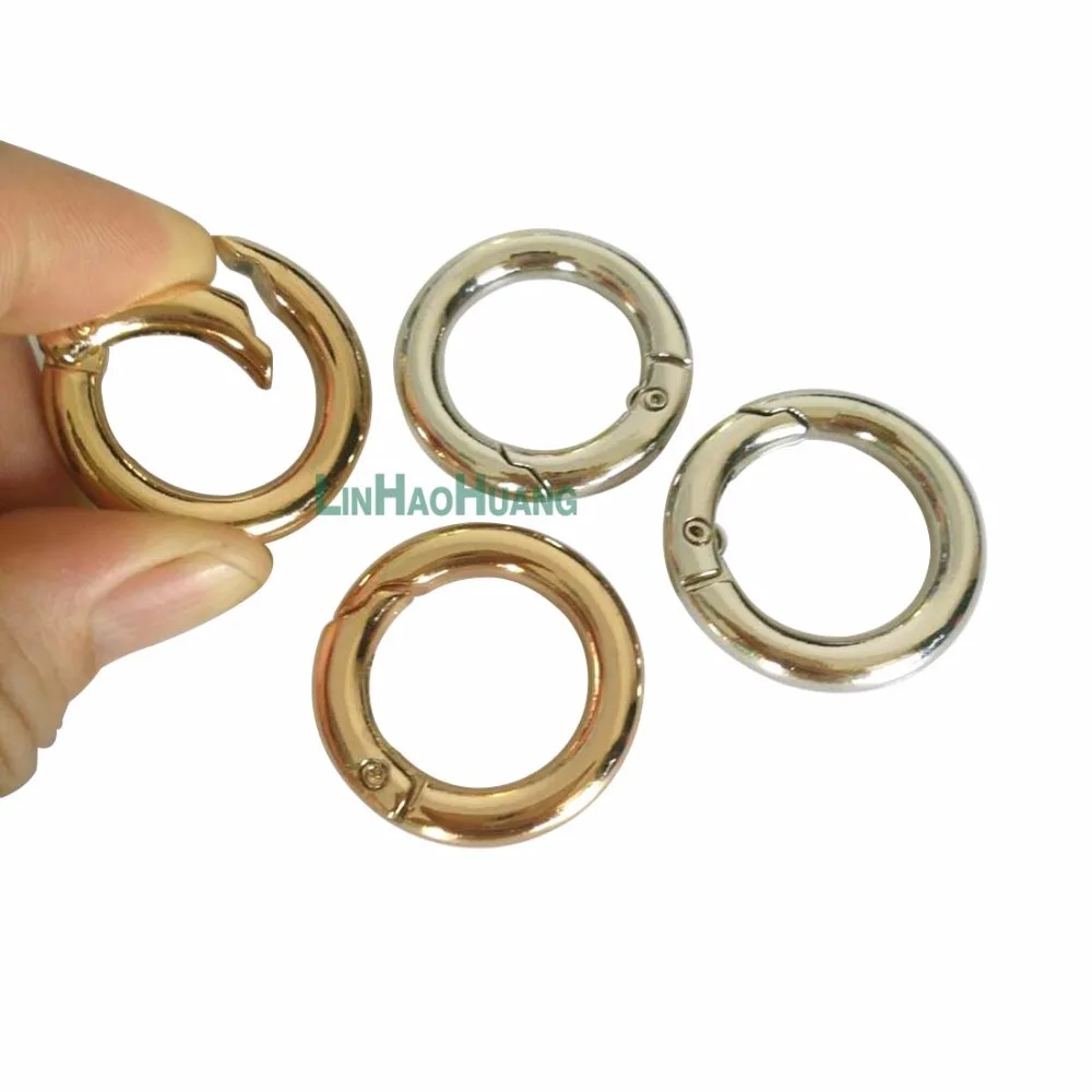 30pcs/lot 19mm 0.75inch alloy open rings spring buckle keyring outdoor climbing rings key holder Nickel/Light gold Ring-19MM