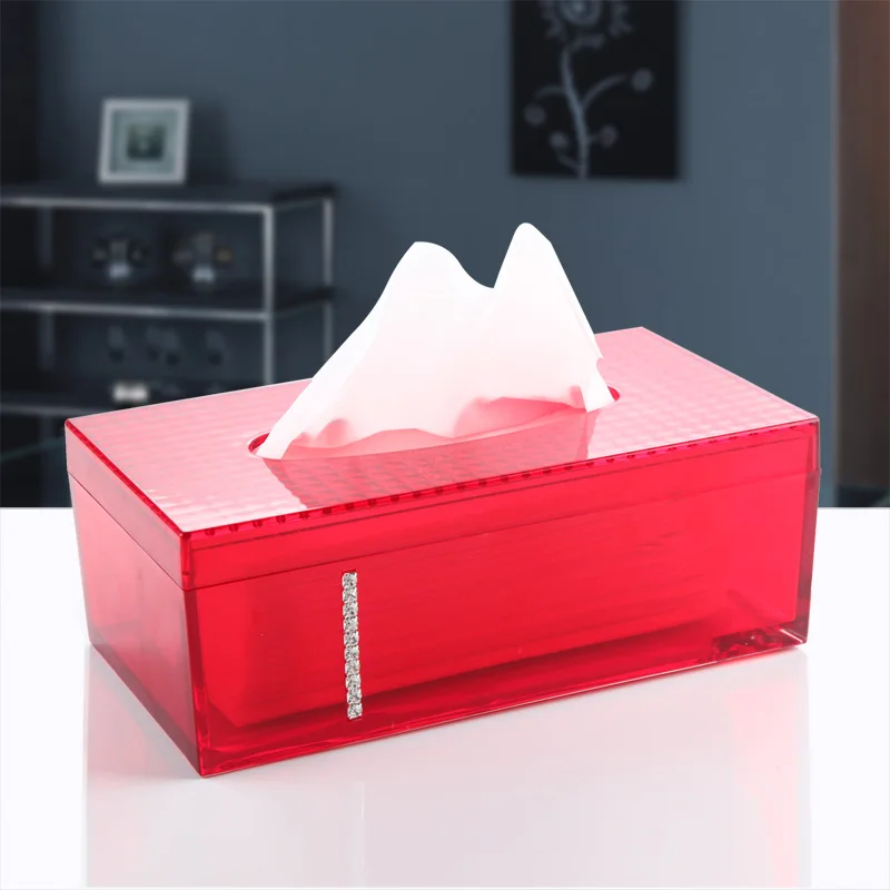 

WHYOU 2Colors Acrylic Tissue Boxes with Rhinestone Antique Noble Creative Home Decoration Storage Tissue Box Wedding Gift