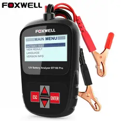 Foxwell-BT100 Pro verificador da bateria do carro, 12V, 100-1100 CCA, 30-200 AH, analisador da tensão, carregador, ferramentas diagnósticas