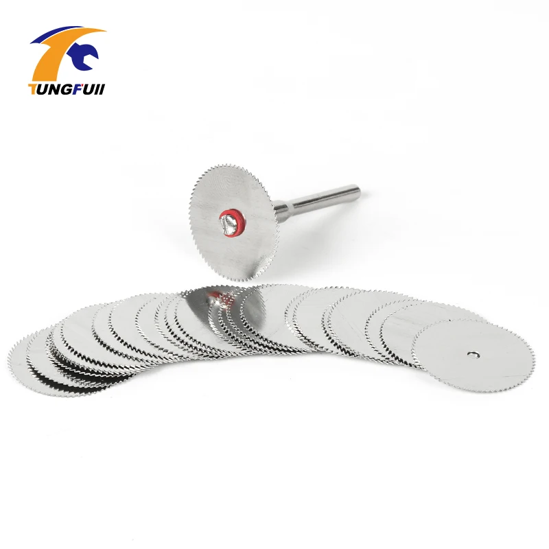 TUNGFULL Dremel Accessories 15pc 22mm Circular Saw Blades With 1pcs 3mm Shank Wood Cutter Dremel Accessory For Rotary Tools