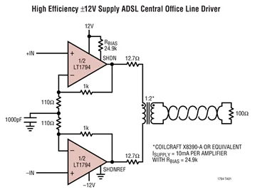 LT1794CFE LT1794IFE LT1794 - Dual 500mA, 200MHz xDSL Line Driver Amplifier